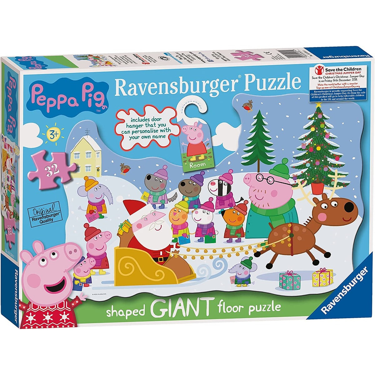 Ravensburger Peppa Pig Christmas 32-piece puzzle box with door hanger