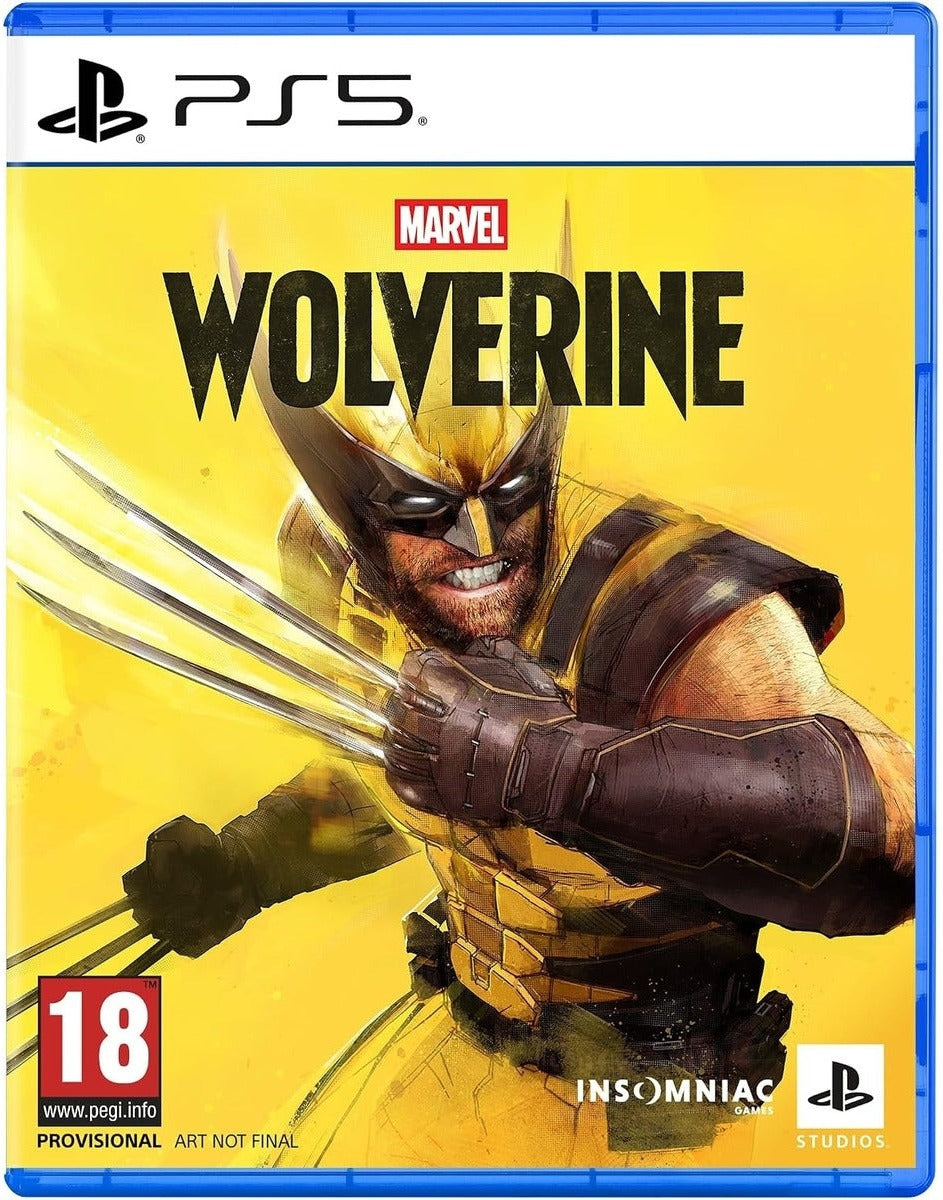 Marvel's Wolverine PS5 game box art featuring Logan with adamantium claws