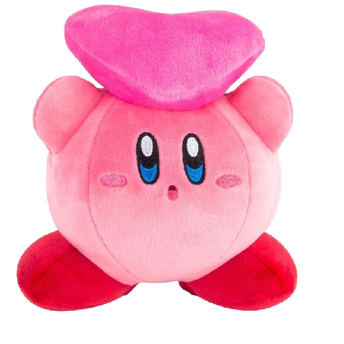 TOMY Junior Kirby plush toy holding a heart, front view