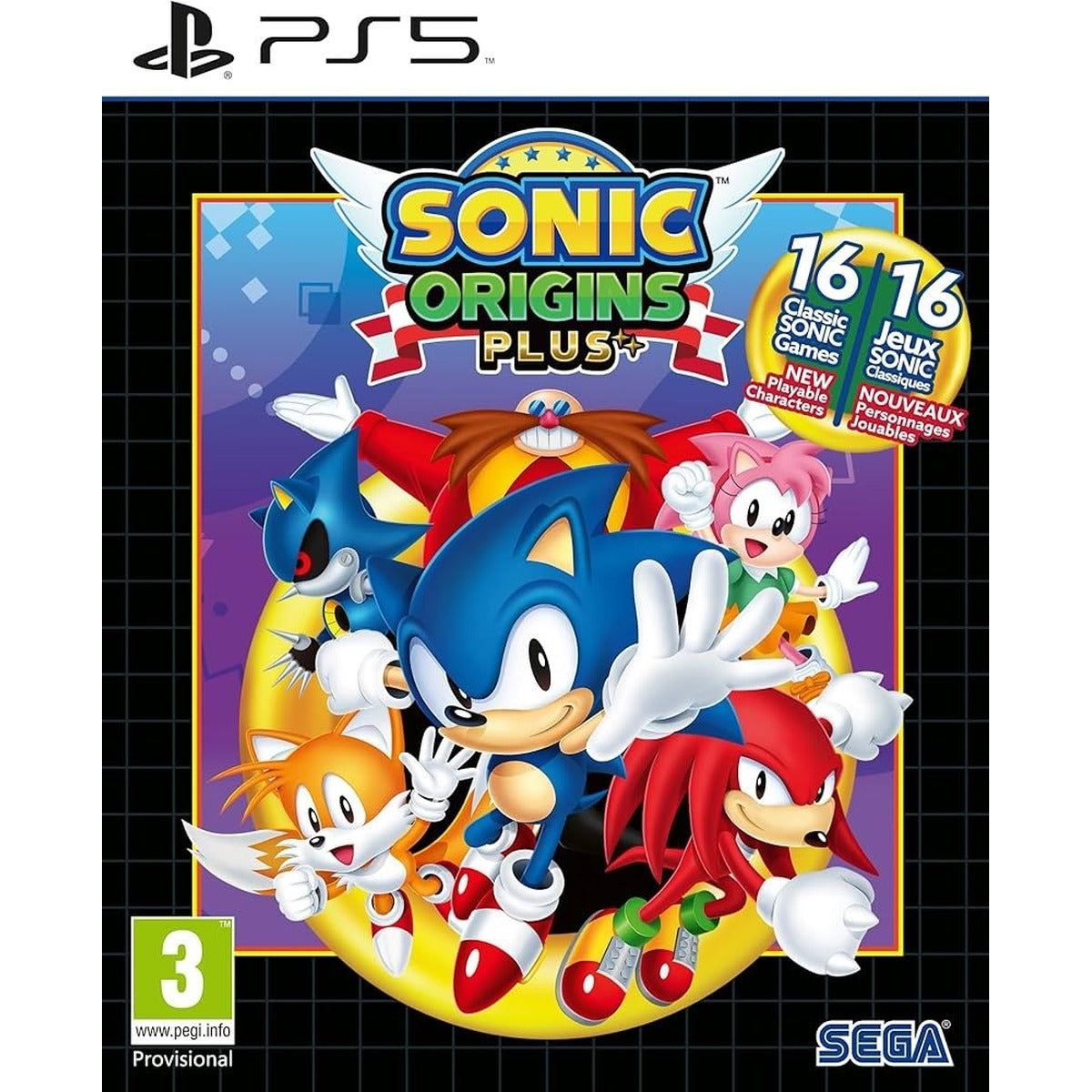 Sonic Origins Plus PlayStation 5 játék doboza — angol/francia kiadás