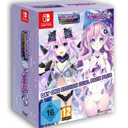 Neptunia Game Maker R:Evolution / Sisters VS Sisters Day One Edition Dual Pack Plus Nintendo Switch doboz