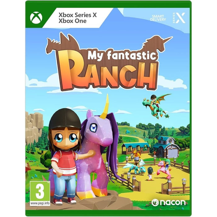 My Fantastic Ranch Xbox Series X box art – unicorns and dragons ranch management game
