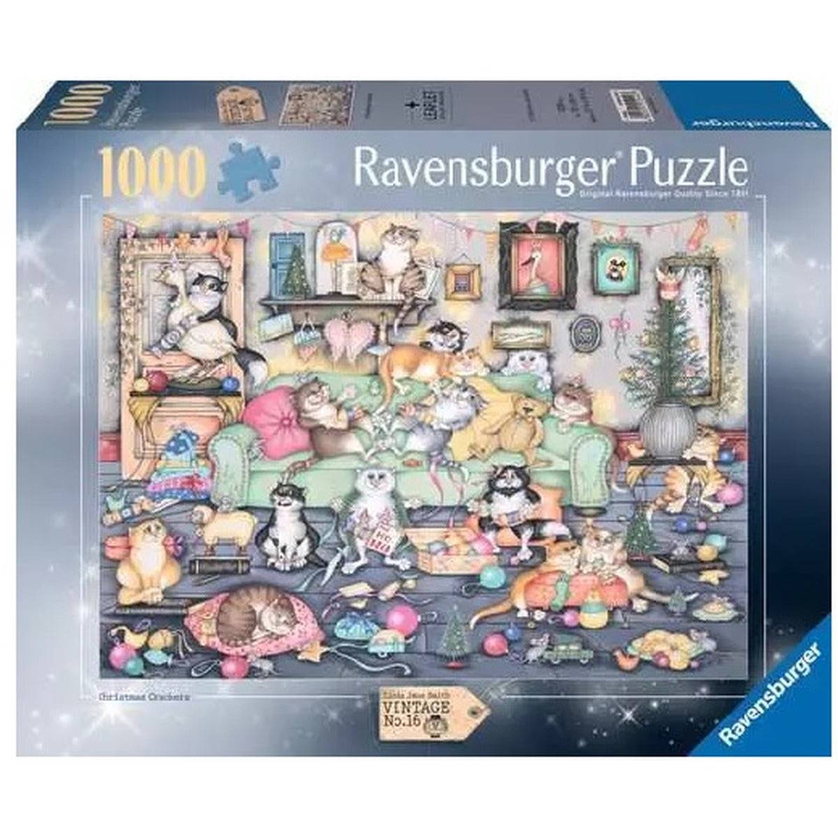 Ravensburger Crazy Cats Christmas Crackers 1000 piece jigsaw puzzle box