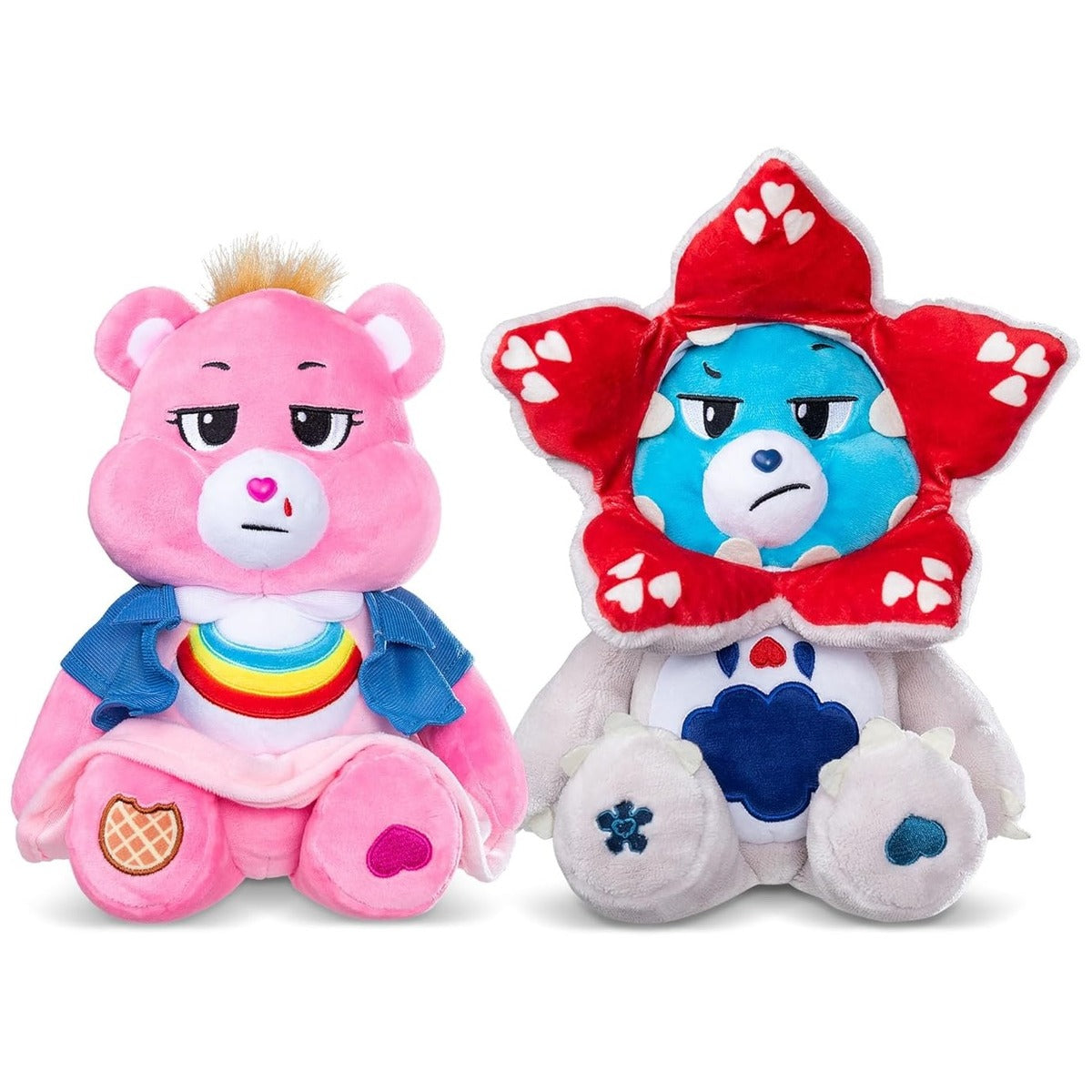 Care Bears x Stranger Things 2-pack plush – Cheer Bear as Eleven and Grumpy Bear as Demogorgon, 30 cm