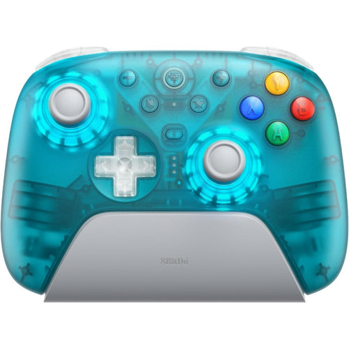 8BitDo Ultimate 2.4G Wireless Controller Clear Blue with charging dock and USB dongle