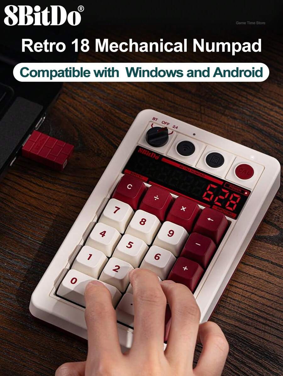 8BitDo Retro 18 Mechanical Numpad – retro-styled compact wireless numpad