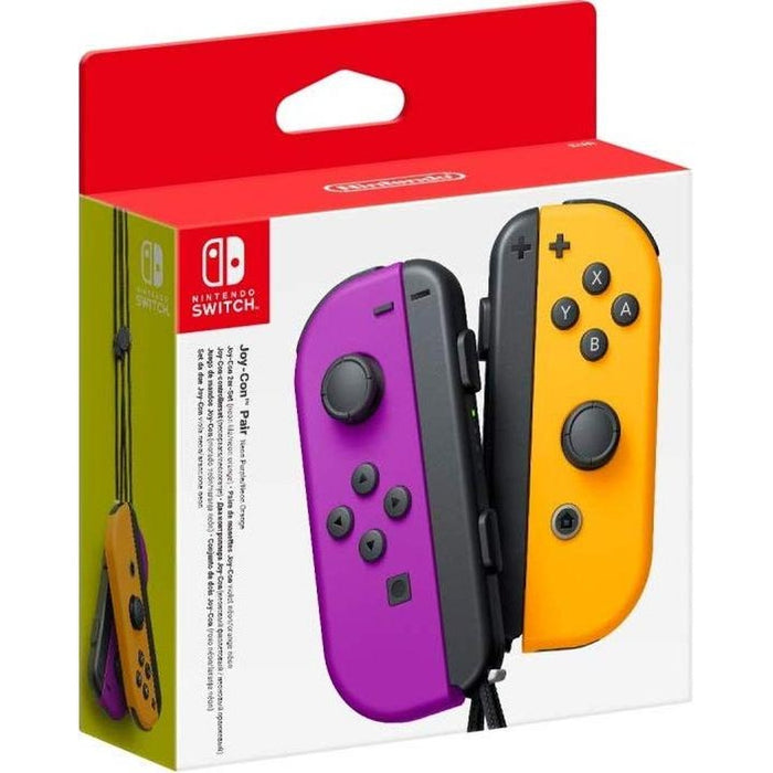 Nintendo Switch Joy-Con pair – Neon Purple (L) and Neon Orange (R) with wrist straps