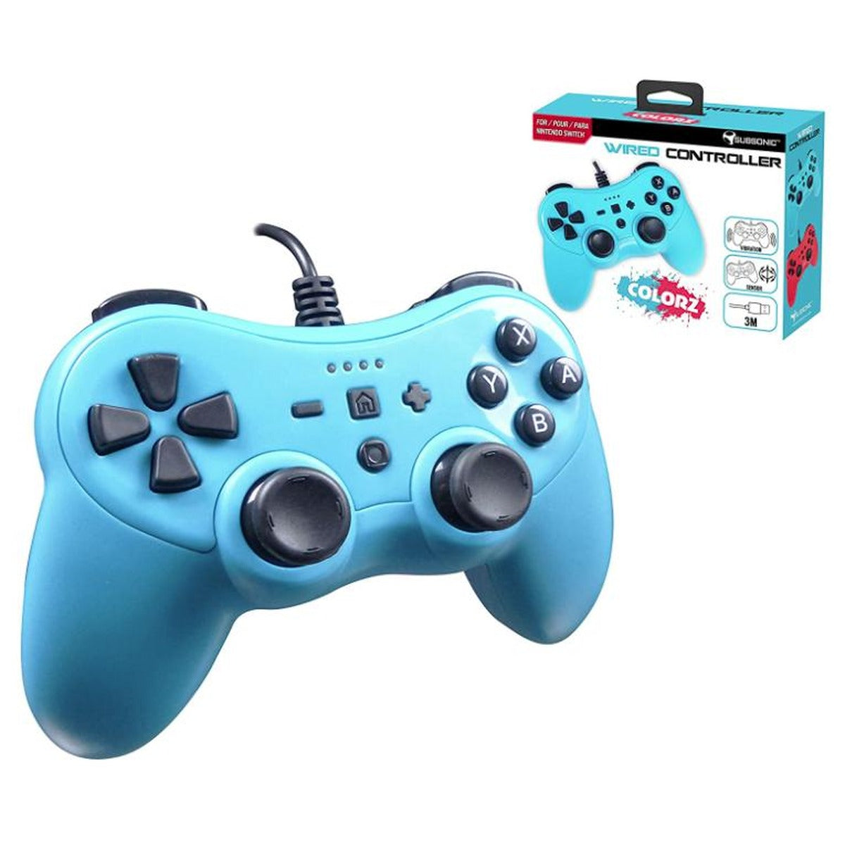 Subsonic ProS Wired Colorz Controller Blue for Nintendo Switch