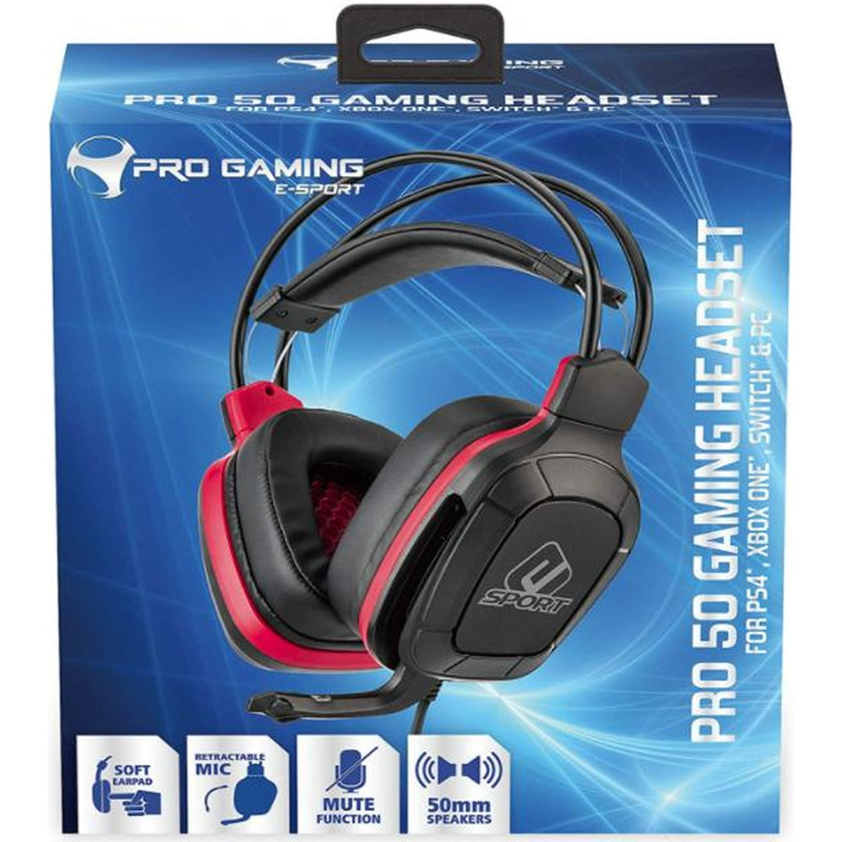 Subsonic PRO50 eSports Universal Gaming Headset in black and red