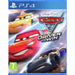 Cars 3: Driven to Win PlayStation 4 game box art featuring Lightning McQueen, Cruz Ramirez and Jackson Storm