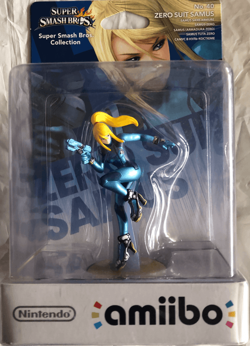 Nintendo Amiibo Zero Suit Samus Super Smash Bros. Collection figure in box