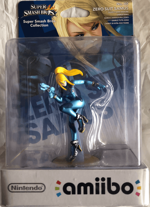 Nintendo Amiibo Zero Suit Samus Super Smash Bros. Collection figura dobozban
