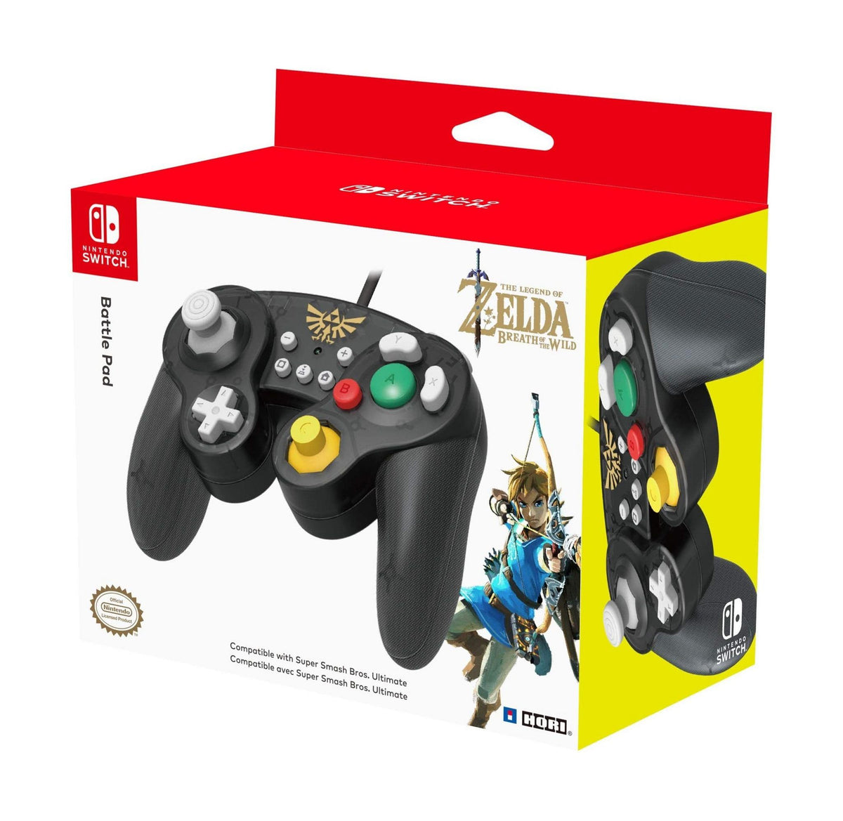 HORI Super Smash Bros. Battle Pad Zelda edition for Nintendo Switch – box and controller