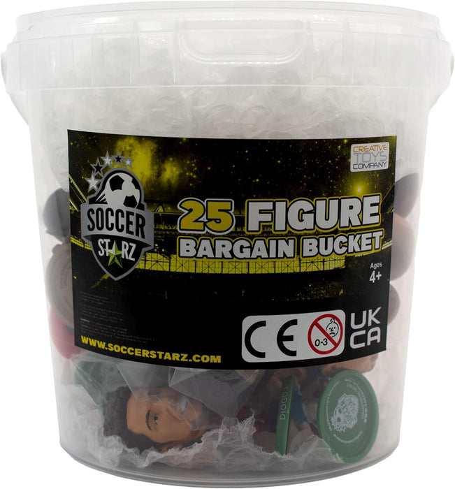 SoccerStarz 25 Piece Bargain Bucket Standard – plastic bucket with 25 miniature football figures