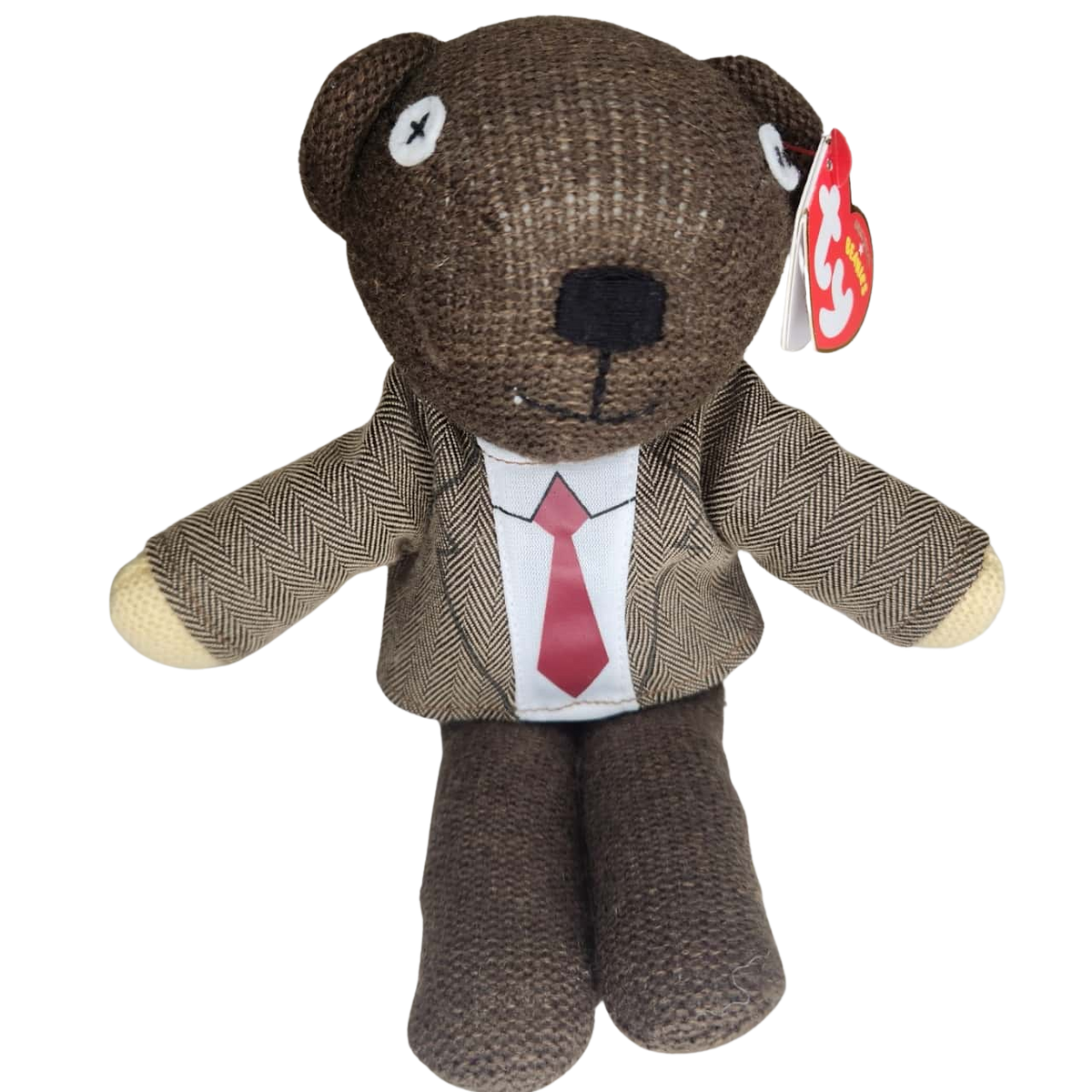 Ty Beanie Babies Mr. Bean's Teddy plush wearing a jacket and tie