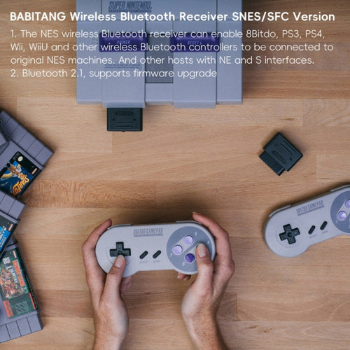 8Bitdo Bluetooth Retro Receiver for SNES — compact adapter in retail packaging
