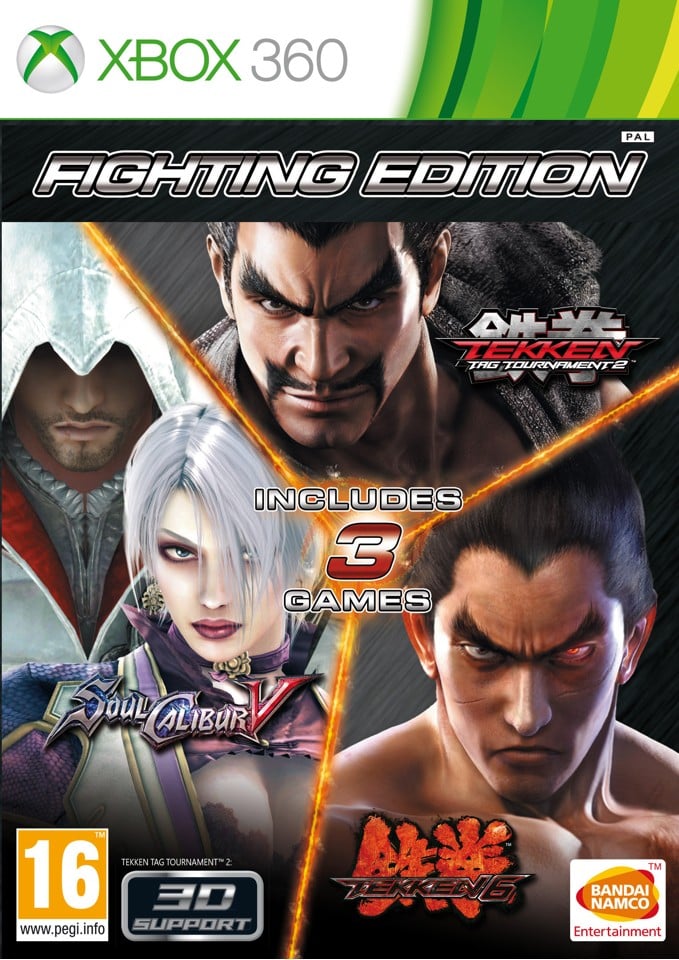 Fighting Edition Xbox 360 box art – Tekken Tag Tournament 2, Tekken 6 & SoulCalibur V