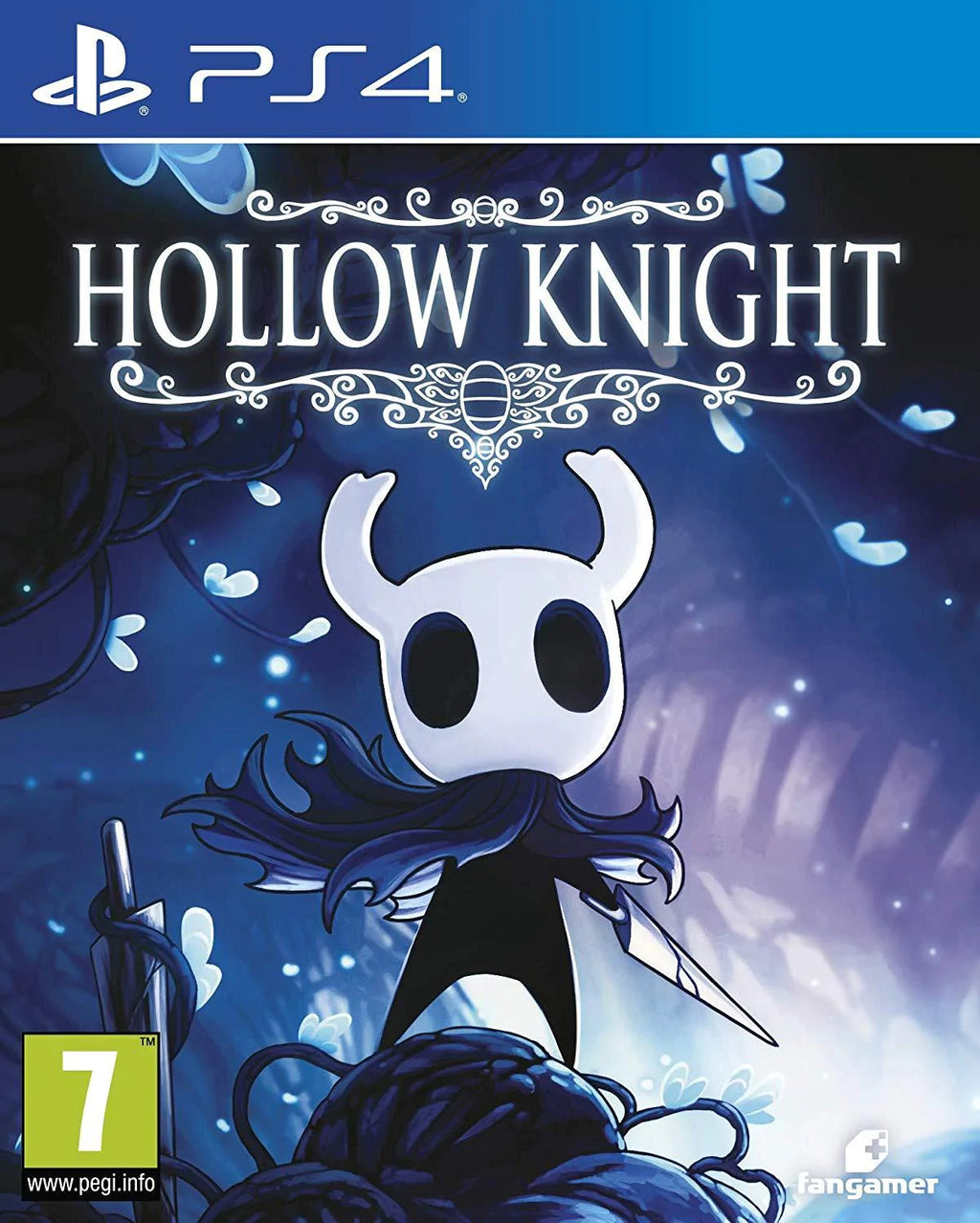 Hollow Knight PlayStation 4 fizikai lemez dobozborító, Fangamer kiadás
